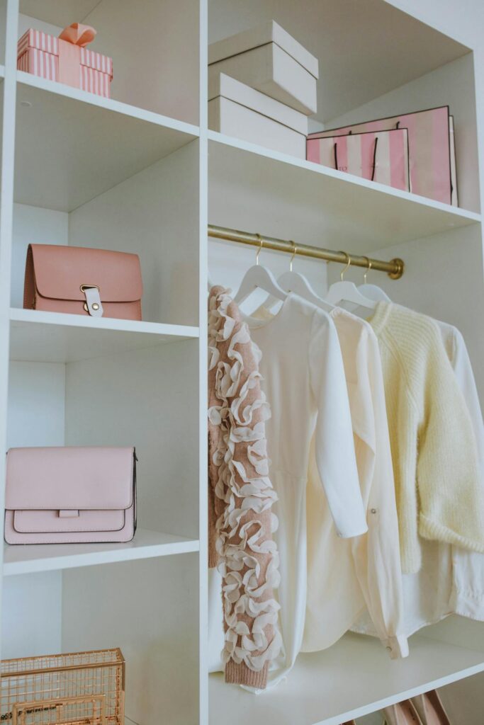 $1 Rule: Image of an organized closet show casing a few items that are high quality and used daily.